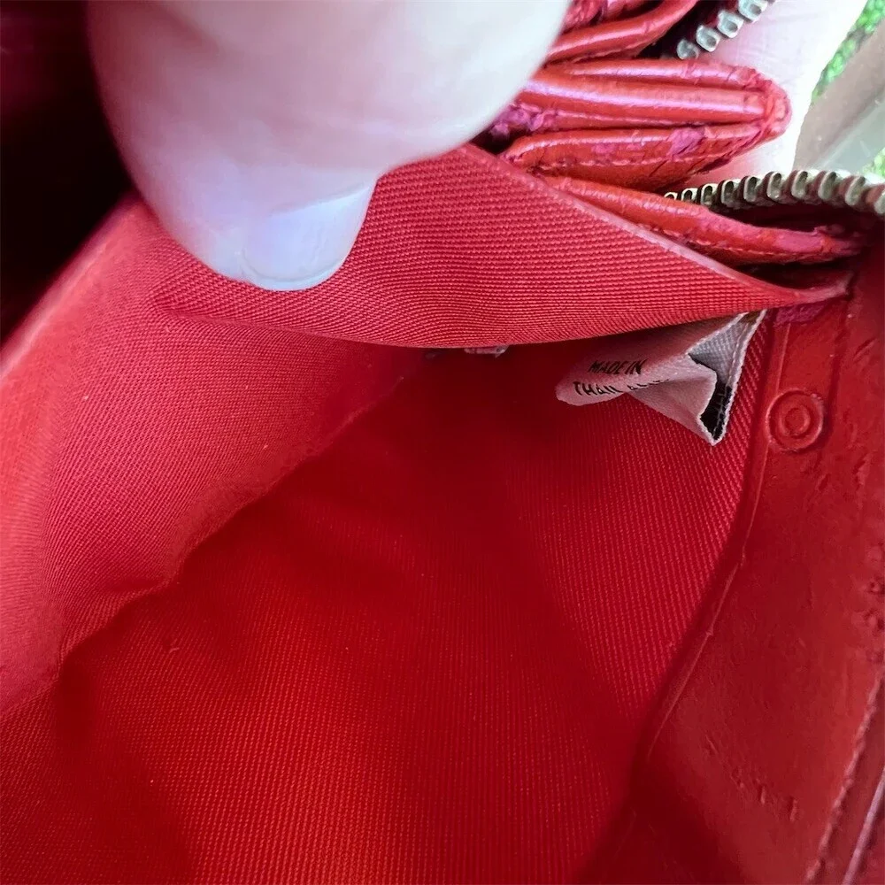 COACH Red Croc Embossed Womens Zip-Around Accordion Wallet *READ DESCRIPTION*
